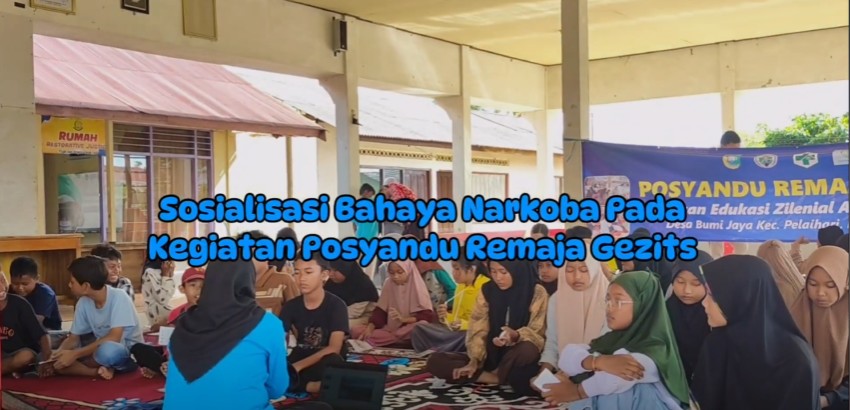 Sosialisasi Bahaya Narkoba pada kegiatan Posyandu Remaja di Desa Bumi Jaya